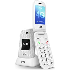 SPC Harmony 2 - Telefono cellulare per anziani | Pulsanti grandi, 4G, doppio display antigraffio (2,8"+1,77") | Pulsante SOS e profilo ICE | Volume 104dB, compatibile con apparecchi acustici, Bianco