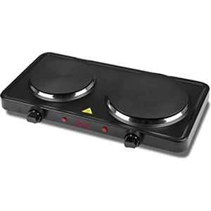 Girmi PE36 Piastra Elettrica Doppia, 2500 W, Piastre in Ghisa, 5 livelli di regolazione temperatura, Accensione separata, Nero