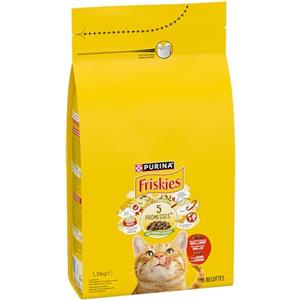 FRISKIES | Gatto | Crocchette complete per Gatti Adulti | Manzo, Pollo e Verdure | Alimento Completo Ricco di Vitamine e Minerali | Borsa | 1,5 KG