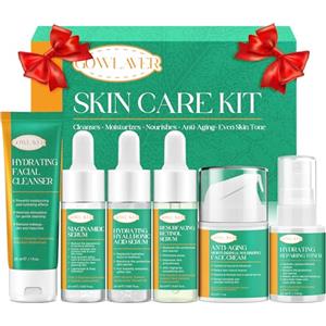 GOWLAVER Kit per la cura della pelle anti-invecchiamento e lifting e rassodante per donne adolescenti, siero al retinolo alla niacinamide, siero all'acido ialuronico, set regalo per la cura della pelle