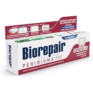 Biorepair, Dentifricio Peribioma, Pro Gengive+, Confezione da 75 ml, per un Normale Microbiota Orale, Previene Sanguinamento, Parodontite e Parimplantite, Protegge dalla Placca Gengivale