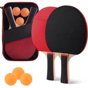 BBWELL Set di Racchette da Ping Pong con 2 Racchette e 3 Palline,1 Borsa Portatile,Set da Tennis da Tavolo Professionale in Gomma a Doppia Faccia,per Amatori,Principianti