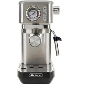 Ariete 1381 Macchina da caffè con manometro, compatibile con caffè in polvere e cialde ESE, 1300 W, Capacità 1,1 L, 15 bar di pressione, Filtro 1 o 2 tazze, Dispositivo Cappuccino Argento