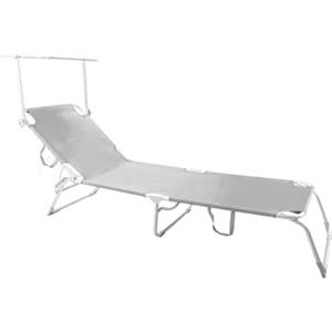 Avilia Sdraio Prendisole Pieghevole con Parasole - Lettino da Mare Regolabile, Struttura in Alluminio e Copertura in Textilene, Ideale per Spiaggia, Piscina e Giardino, 196x58x25 cm, Bianco