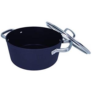ARCOS Cazuela Antiadherente in Alluminio Forgiato 24 cm, 4,3 L - Adatta per Qualsiasi Cucina, Manici in Acciaio Inossidabile con Effetto Freddo - Nero, Serie Pentole Samoa