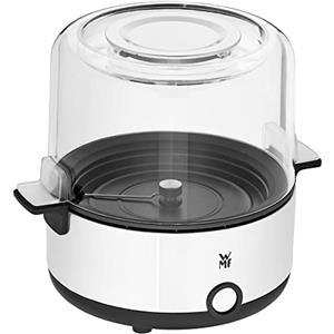 WMF KITCHENminis - Macchina per popcorn, piastra riscaldante rivestita, coperchio per servire, apertura per sciogliere il burro, preparazione con zucchero e sale, salvaspazio, in acciaio inox opaco