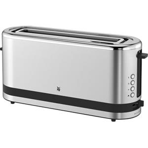 WMF Tostapane KITCHENminis in Acciaio Cromargan, con Fessura lunga, 7 Livelli di Doratura, Design Compatto e Salvaspazio, Pinze, Griglia per Pane e Vassoio Removibile Inclusi, 220 W