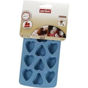 Zenker Stampo per praline al cioccolato CANDY, a forma di cuore o stella - non selezionabile liberamente, teglia in silicone, vaschetta per cubetti di ghiaccio (colore crema), quantità 1 pezzo