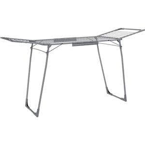 SONGMICS Stendibiancheria da pavimento 56,5 x 173 x 96,5 cm, stendibiancheria ala, salvaspazio con supporto per calze in metallo, per vestiti, asciugamani, biancheria, grigio LLR518G01