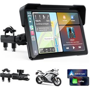 Volam Schermo Carplay per Moto con Senza Fili CarPlay & Android Auto, 7 Pollici Touchscreen Autoradio Portatile per Motocicletta con Navigazione, Doppio Bluetooth