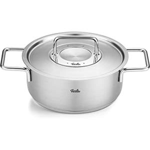 Fissler Pure Collection - Pentola per arrosto in acciaio inox (diametro 24 cm, 3,9 L) con coperchio in metallo, scala graduata interna, compatibile induzione