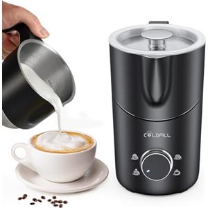 COLDFILL Montalatte Elettrico - Cappuccinatore Elettrico 8 in 1, 400 ml Schiumalatte Elettrico per Cappuccino/Latte Macchiato, Latte Vegetale, Lavabile in Lavastoviglie, Nero
