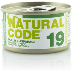 Natural Code 19 Cibo Umido per Gatti - Pollo, Asparagi e Riso 85g - Senza Conservanti e Glutine