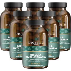 Digestic - Lassativo per Sollievo dalla Costipazione - Ammorbidente per Feci, Ingredienti 100% Naturali - 360 Capsule - Integratore giornaliero, Lassativo Naturale Delicato