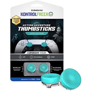 KontrolFreek Lotus Gommini per Controller PS5 | 2x Rialzi Analogici Mid-Rise per PS5 & PS4 | Grip e Controllo Migliorati | Turchese