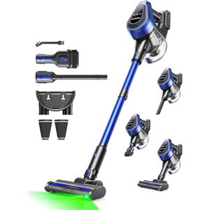 Ivormentico 50Min Aspirapolvere Senza Fili Potente, 450W Scopa Elettrica Senza Fili, 40KPA Scopa Elettrica, 1,5 L Contenitore per la Polvere Aspirapolvere Senza Fili, Aspirapolvere Con filtro a 8 strati, Blu