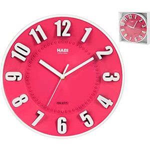 Habi Orologio Parete, Tondo, 25 cm, Plastica, Fucsia