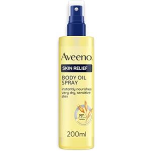 Aveeno Skin Relief Olio Corpo Spray, Olio corpo idratante pelle secca e sensibile, Body oil dermatologicamente testato con ingredienti di origine naturale e oli di Avena e Jojoba, 200 ml