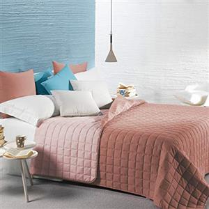 Caleffi - Copriletto Trapuntato Primaverile per letto Matrimoniale - MODERN colore Rosa Tinta Unita in Microfibra