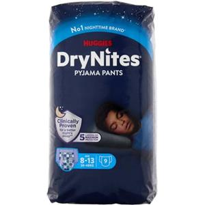 Huggies DryNites Mutandine Assorbenti per la Notte per Bambino, 27-57 Kg, Confezione da 9 Mutandine