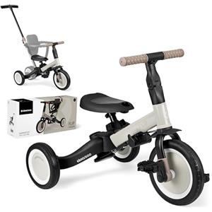 Kikka Boo KikkaBoo Triciclo Evolutivo 5 in 1 per Bambini da 1 a 5 Anni FLIP, Triciclo Passeggino con Maniglione Regolabile, Con o Senza Pedali, Trasformabile in Bicicletta, Beige