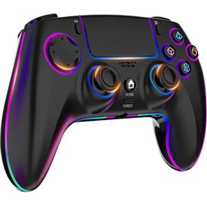 MYSTILUCK Controller Wireless per PS-4/PS-3/Pro/PC/MAC/iOS/Android/Steam Deck, Controllore con illuminazione RGB 7 Colori/Joystick Effect Hall/Doppia Vibrazione/Turbo/Jack Cuffie/Batteria 1500 mAh