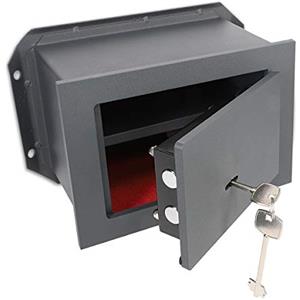 Navaris Cassaforte a Muro con Doppia Chiave - Cassetta di Sicurezza in Acciaio con Serratura Blindata - Incasso a Parete 30x21x16.5cm - Wall Safe-Box