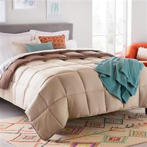 Linenspa Trapunta in Microfibra - Piumino 4 Stagioni - ultra morbido - Piumone Matrimoniale (220 x 240 cm) - Sabbia/Moka