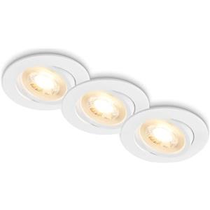 BRILONER - Set di 3 faretti da incasso 230V piatti, orientabili, luce bianca calda, faretto, dimensione foro 68mm, 8x2,2 cm, bianco