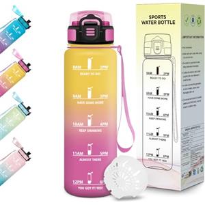 Motswedi Borraccia 500 ml, Senza BPA, Bottiglia Plastica, a prova di perdite, Borraccia Bambina, Adatta a Bevande Gassate, Bottiglia Ideale per Yoga, Scuola, Attività All'aperto - Giallo Rosa