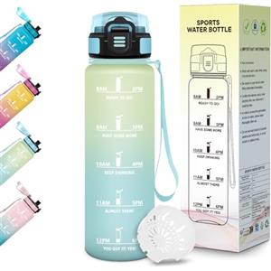 Motswedi Borraccia 500 ml, Senza BPA, Bottiglia Plastica, a prova di perdite, Borraccia Bambina, Adatta a Bevande Gassate, Bottiglia Ideale per Yoga, Scuola, Attività All'aperto - Beige Azzurro