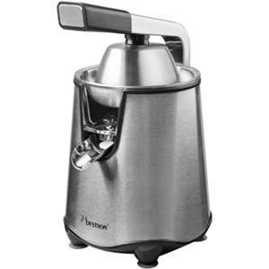Bestron Spremiagrumi elettrico, spremiagrumi con funzione di arresto e filtro polpa in acciaio inox, con 2 coni, capacità 450 ml, leva soft pressa per un facile utilizzo, colore: argento