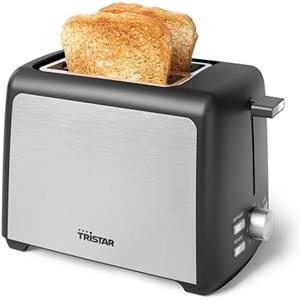 Tristar Tostapane in Acciaio Inossidabile, Capacità 2 Fette, 800W, 7 Livelli di Doratura, Funzione Scongelamento e Riscaldamento, Spegnimento Automatico, Facile da Pulire, Vassoio Rimovibile, BR-1058