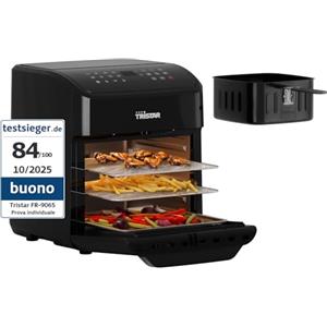 Tristar Mini forno e friggitrice ad aria calda, friggitrice ad aria 2 in 1, senza BPA, 12 L, 12 programmi, finestra di visualizzazione, 1800 W, FR-9065