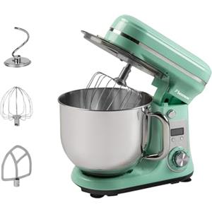 Bestron Robot da cucina Super Silent (65db) 4-1 robot da cucina con motore DC, ciotola da 6 litri, con gancio per impastare, frusta e mazza per impasto, 6 livelli di velocità + funzione impulsi,