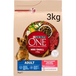 Purina ONE MINI Crocchette Cani Adult con Manzo e Riso, 1 Sacco da 3 Kg