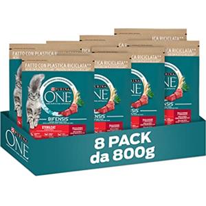 PURINA ONE Bifensis Sterilcat Crocchette per Gatti Adulti Sterilizzati con Manzo e Frumento 8 Sacchi da 800g