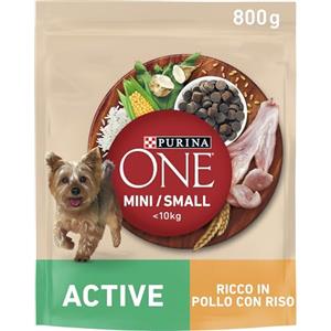 PURINA ONE Mini Small Active Crocchette per Cani Adulti con Pollo e Riso 8 Sacchi da 800g