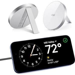 ESR HaloLock Caricatore Wireless con Cavalletto Compatibile con iPhone 15/15 Plus/15 Pro/15 PRO Max/14/13/12 e MagSafe,con Cavo Rimovibile da 1,5 m(Adattatore Non Incluso),Bianco