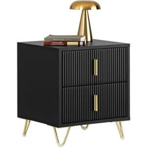 SoBuy Comodino Camera da Letto - Comodino con 2 Cassetti, Tavolino Salotto - Moderna Cassettiera L40 x P40 x A47 cm Nero FBT115-SCH