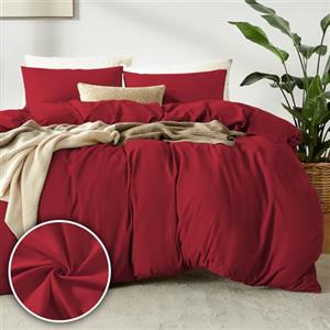 puredown 1PCS Copripiumino Singolo 140x200cm+ 1PCS Federe in Microfibra 40x80cm, Set di Copripiumino Monocromatica per Letto Singolo, Traspirante, Morbida, Oeko-Tex, Rosso