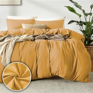 puredown 1PCS Copripiumino Matrimoniale 250 x 200+ 2PCS Federe in Microfibra 65x65cm, Set di Copripiumino Monocromatica per Letto Matrimoniale, Traspirante, Morbida, Oeko-Tex, Giallo vivace