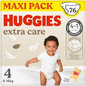 HUGGIES Extra Care - Pannolini per bambini taglia 4 (8/16 kg) - Confezione da 76 pannolini - extra morbidi - barriere anti perdite - facile da cambiare - ipoallergenico e dermatologicamente testato -