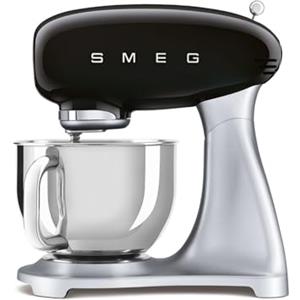 Smeg, Impastatrice Planetaria SMF02BLEU, 10 Velocità, Smooth Start, Ciotola da 4,8 L, Sicurezza Blocco Motore, Frusta Filo, Frusta Piatta, Gancio e Coperchio Versatore in Dotazione, 800W, Nero