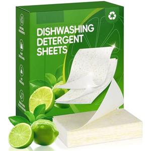 AOOWU Fogli Naturali per Lavastoviglie, 100 Tabs, Pastiglie per Lavastoviglie, Detersivo Multiazione Detergente, Biodegradabile Detersivo per Lavastoviglie, Fragranza di Limone