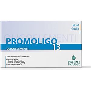 PromoPharma Promoligo 13 - Nichel/Cobalto - Integratore Alimentare, Oligoelementi Essenziali - Nichel e cobalto, per la digestione - senza glutine - 20 fiale da 2 ml