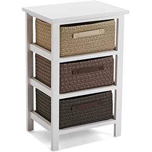 VERSA Gavle Mobile Bagno, Mobiletto Bagno Salvaspazio, Mobiletti, Cassettiera con 3 cassetti per organizzare, Misure (A x L x l) 57 x 28 x 37 cm, Legno e Poliestere, Colore Marrone