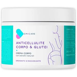 EM CARE Crema Anticellulite Forte per Cosce e Glutei Ideale anche per il Corpo Rassodante e Drenante contro la Cellulite, Effetto Tonificante Gambe da 250 ml