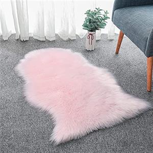 HLZDH Pelle sintetica di pecora,Cozy Sensation come vera lana Tappeto in pelliccia sintetica, Man-Made Luxury Tappeto da divano, cuscino (50 x 80 cm, rosa)