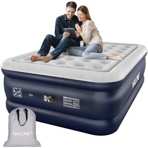 NALONE Materasso gonfiabile matrimoniale,Materasso gonfiabile,Materasso d'aria auto gonfiante con pompa integrata,Letto gonfiabile in 3 minuti, Uso domestico 193x137x46cm